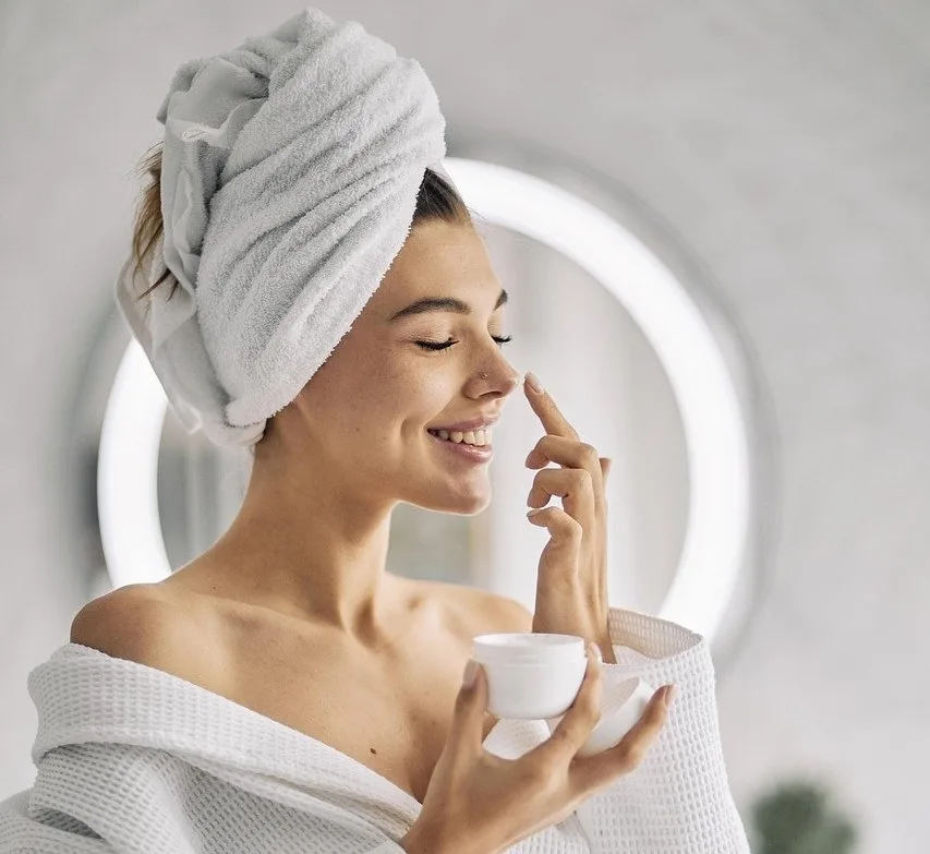 Skincare products lined up in the correct order